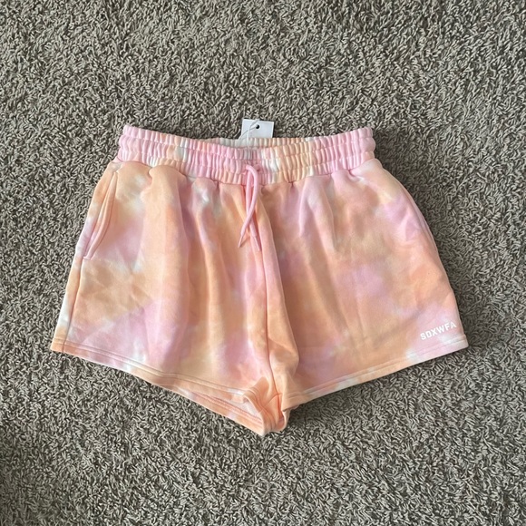SDXWFA White Fox Sarah’s Day Pink Orange Tie Dye Lounge Shorts - Picture 2 of 3